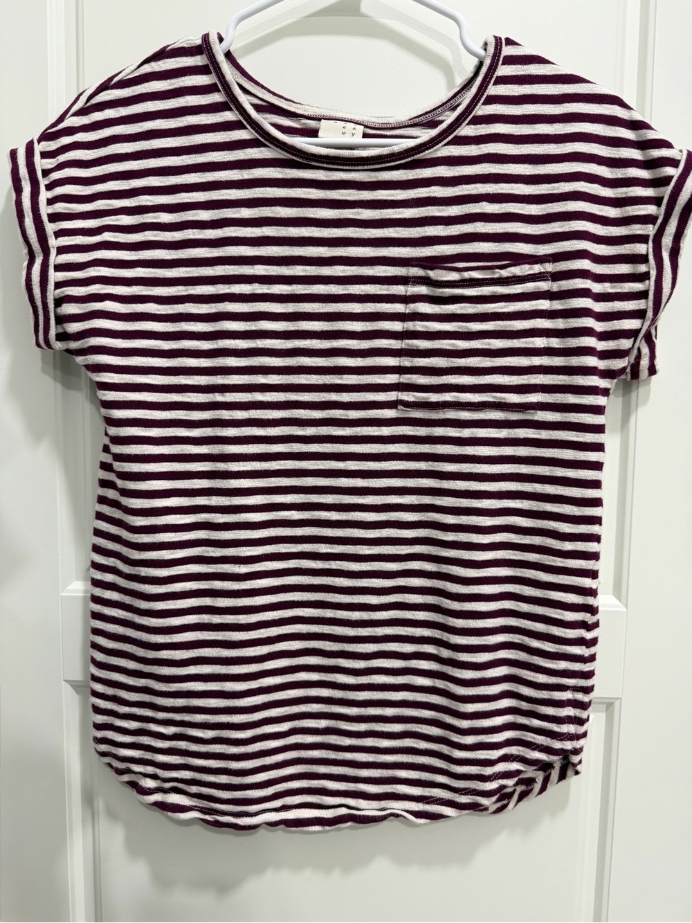 ☀️ a new day Striped Pocket Tee - Maroon & White